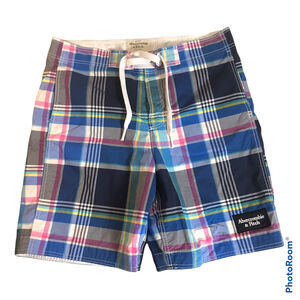 Abercrombie Fitch Mens Large Mesh-Lined Board Shorts Swim Trunks Colorful Plaid